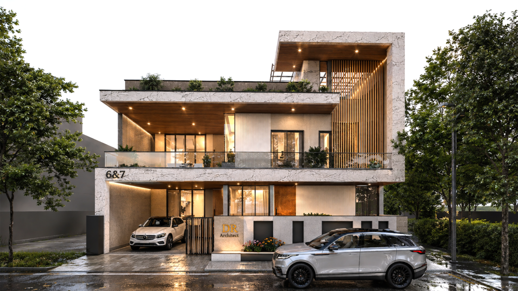 Modern luxury residential house elevation in Jaipur designed by DR Architect