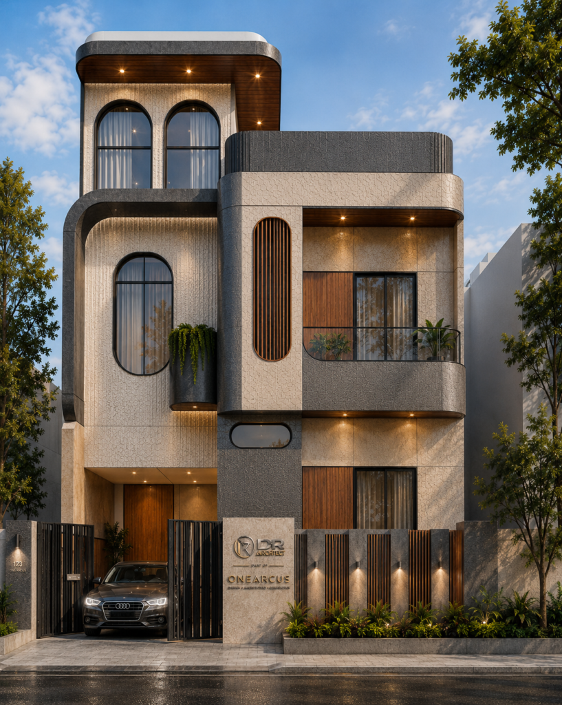 Modern luxury residential house elevation in Singhana, Narnaul, Haryana by DR Architect