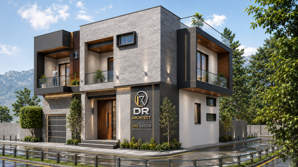 Modern contemporary residential villa elevation in Tonk, Rajasthan designed by DR Architect